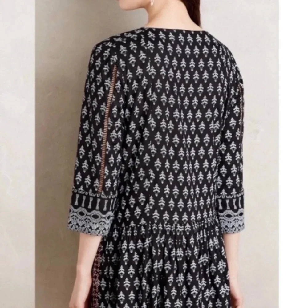 Anthropologie‎ Vanessa Virginia Caria Dress Sz XS Black Red Boho Work School EUC